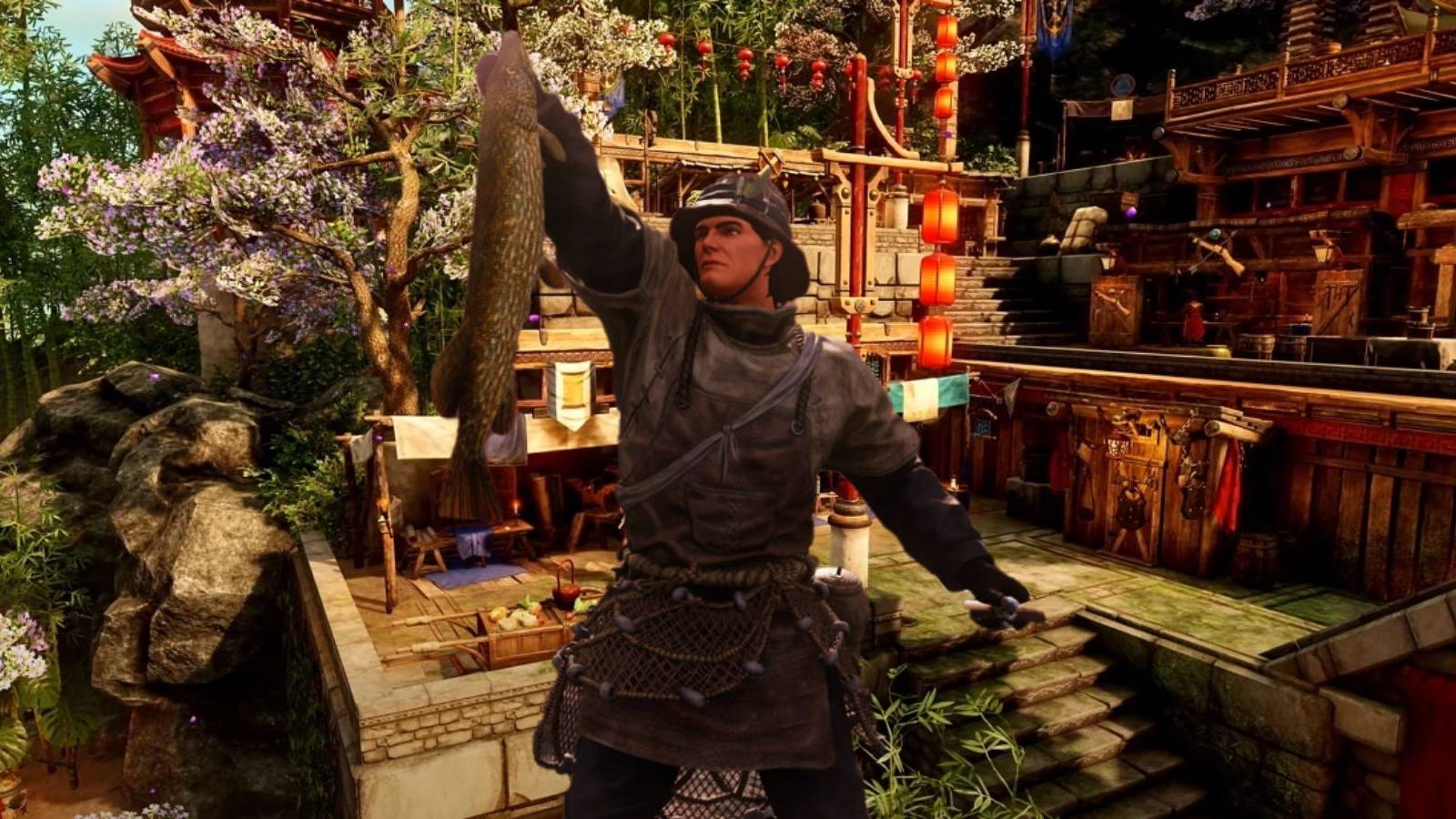 new world player finds patch grass puddle fishing drowning breath indicator ebonscale forest glitch