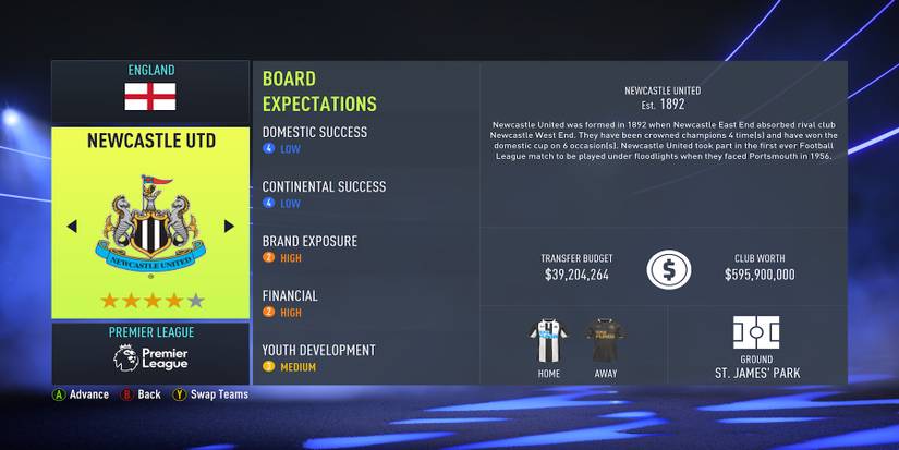 newcastle details fifa22