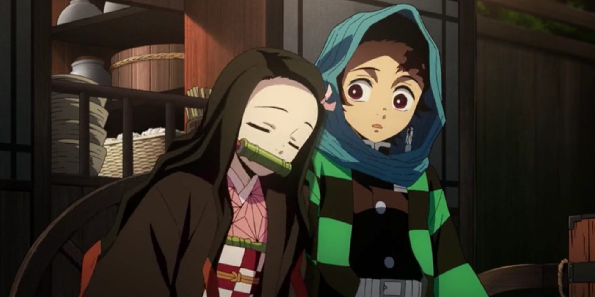 nezuko sleeps on tanjiro