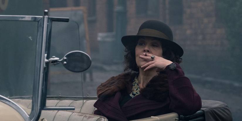 Polly Gray from Peaky Blinders smoking.