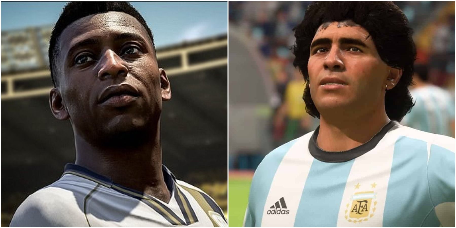 (Left) Pele in Fifa (Right) Maradona in Fifa