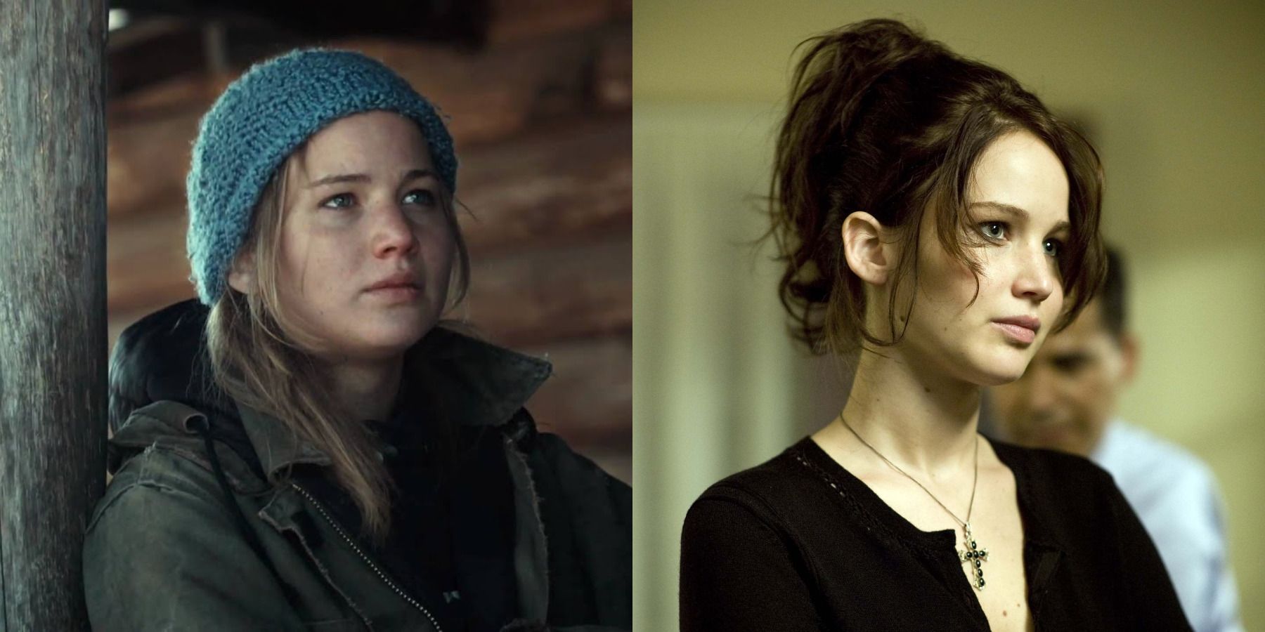 Jennifer Lawrence best movies feature split image Winter's Bone and Silver Linings Playbook