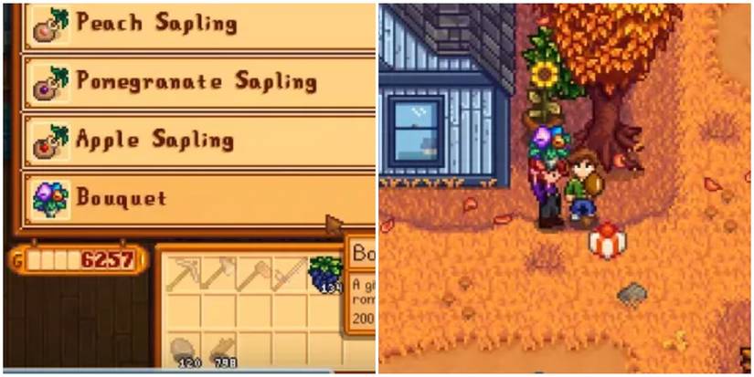 player purchasing and gifting a bouquet