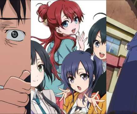 Characters from three anime about anime