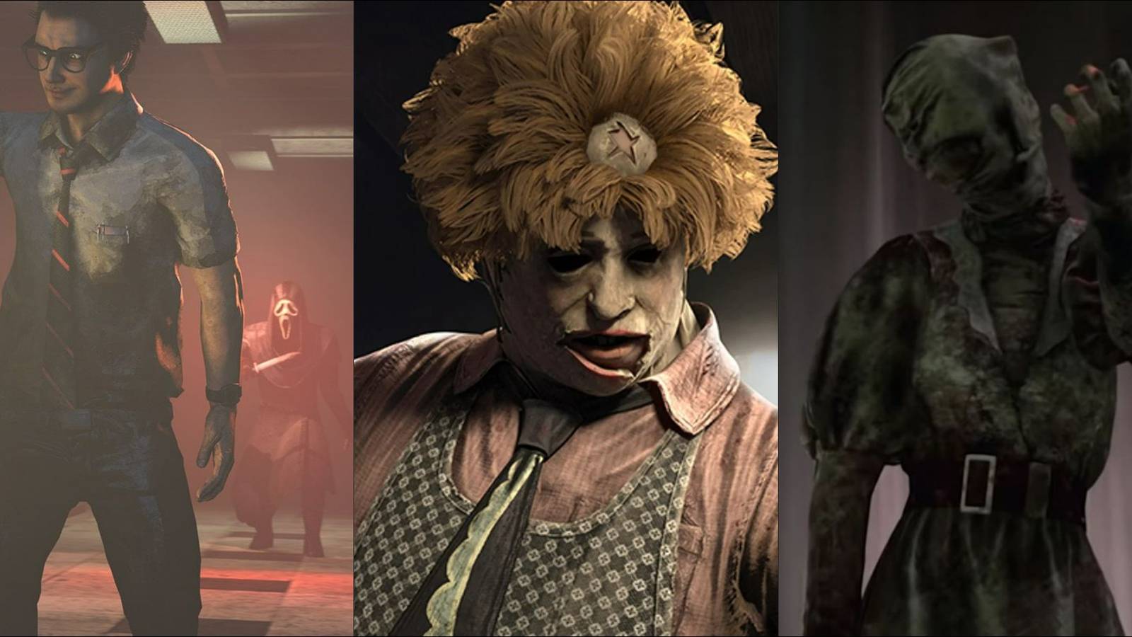 Dwight, Ghost Face, Leatherface, and Nurse from Dead by Daylight