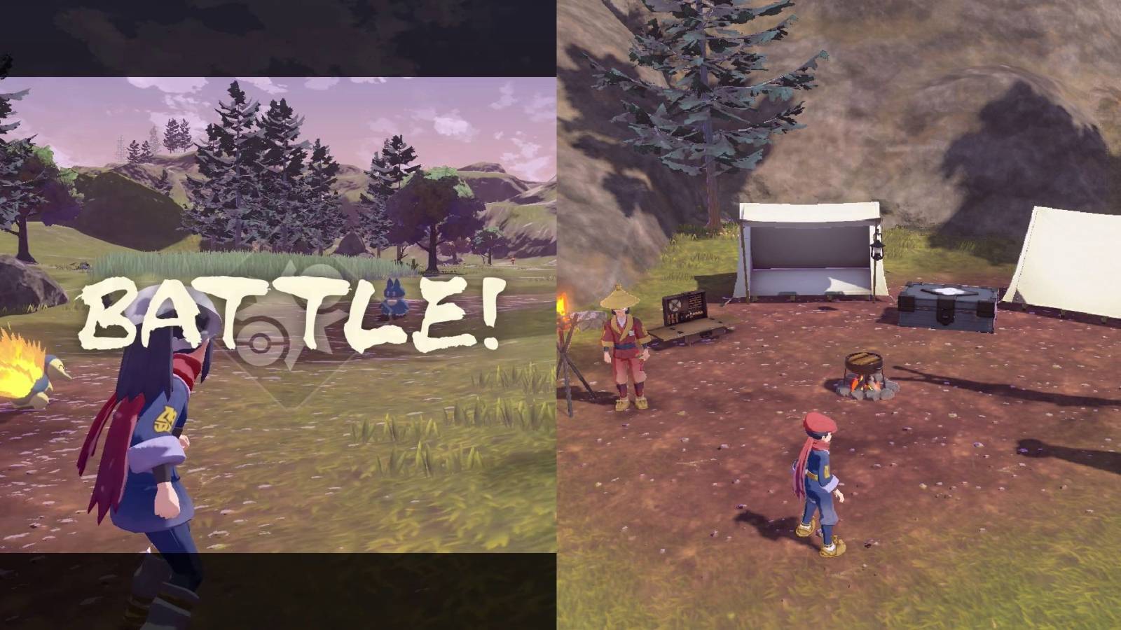 pokemon legends arceus battle fieldlands camp