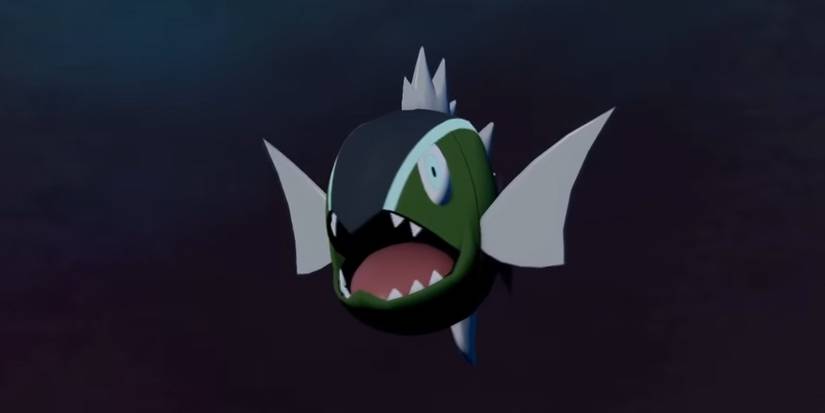 A white-striped Basculin bears its teeth.