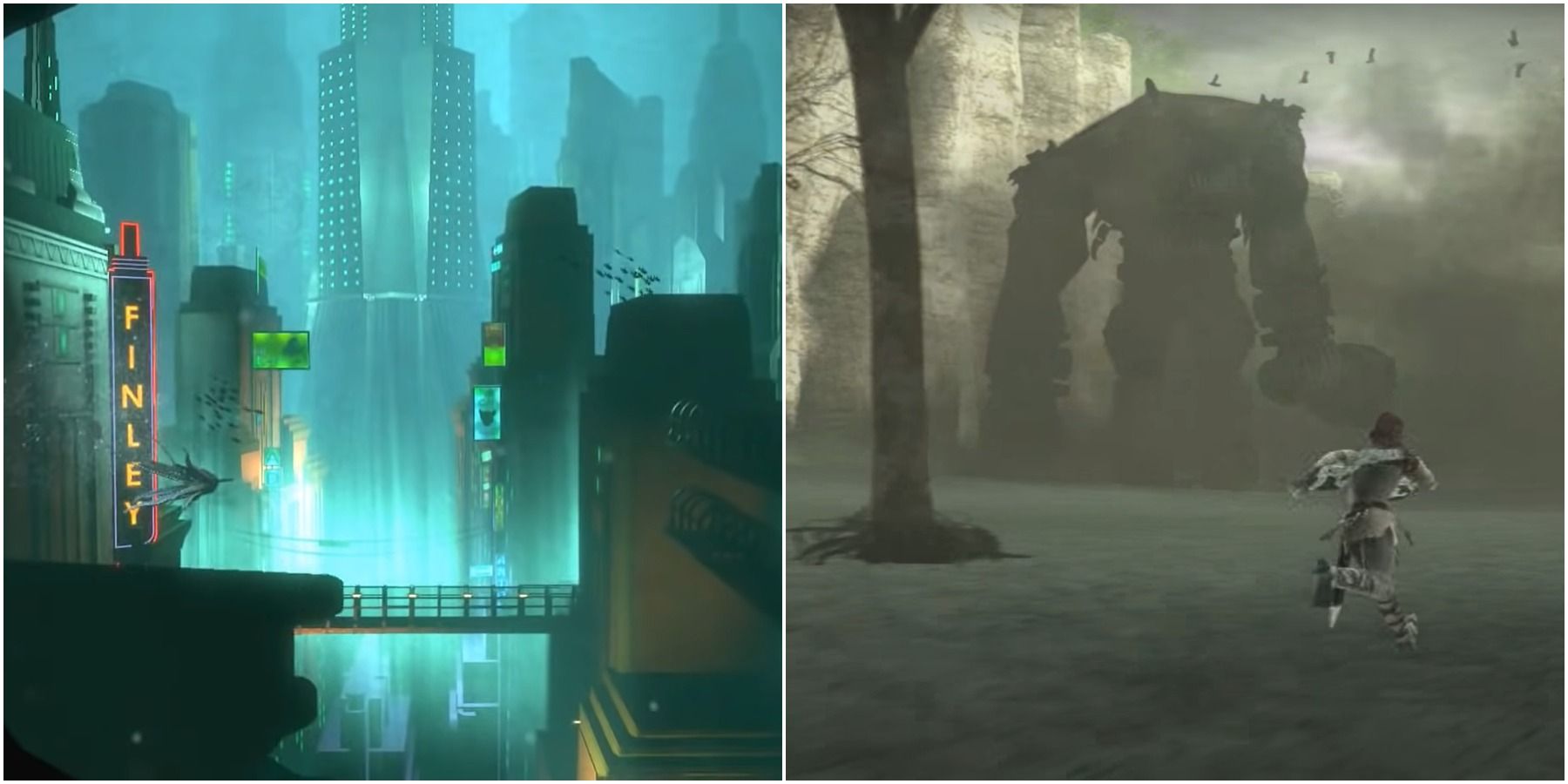 (Left) Rapture in Bioshock (Right) Fallout 3's wasteland