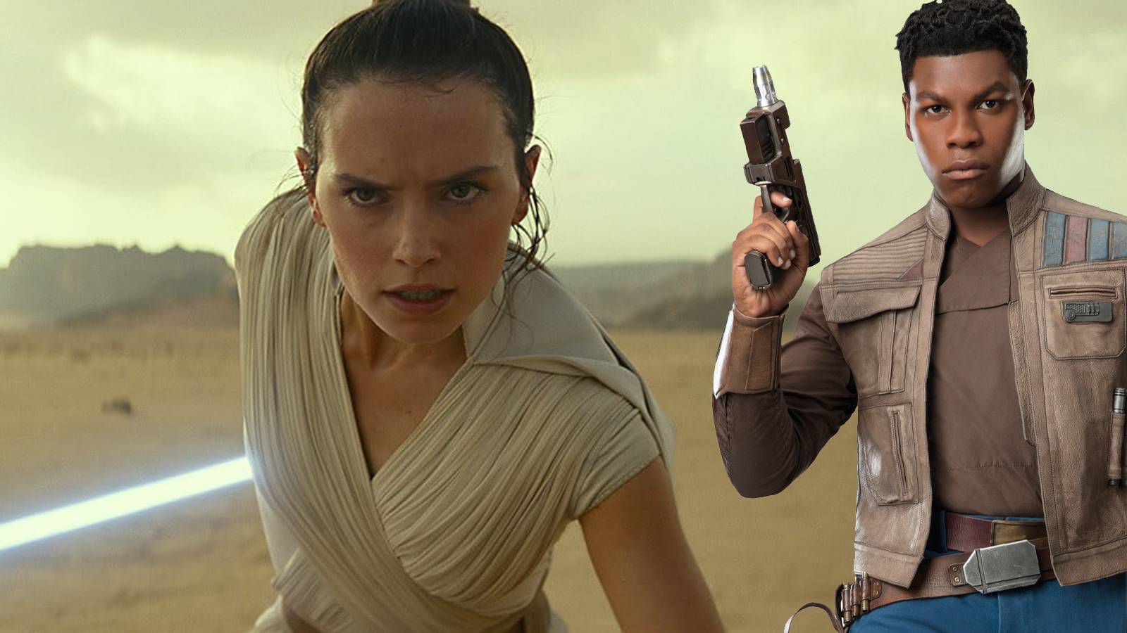 Rey and Finn from the Star Wars sequel trilogy.