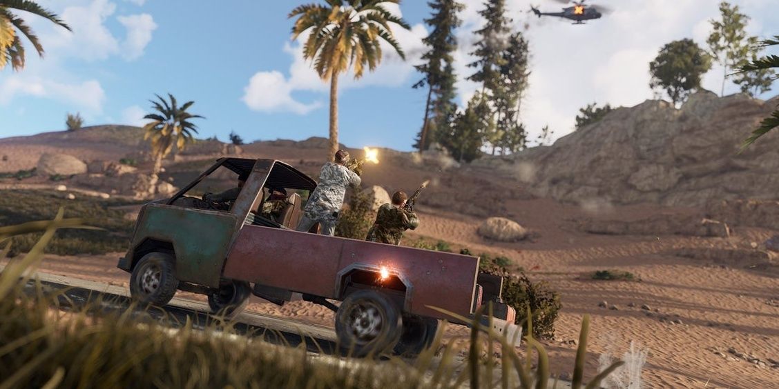 rust characters driving in a truck