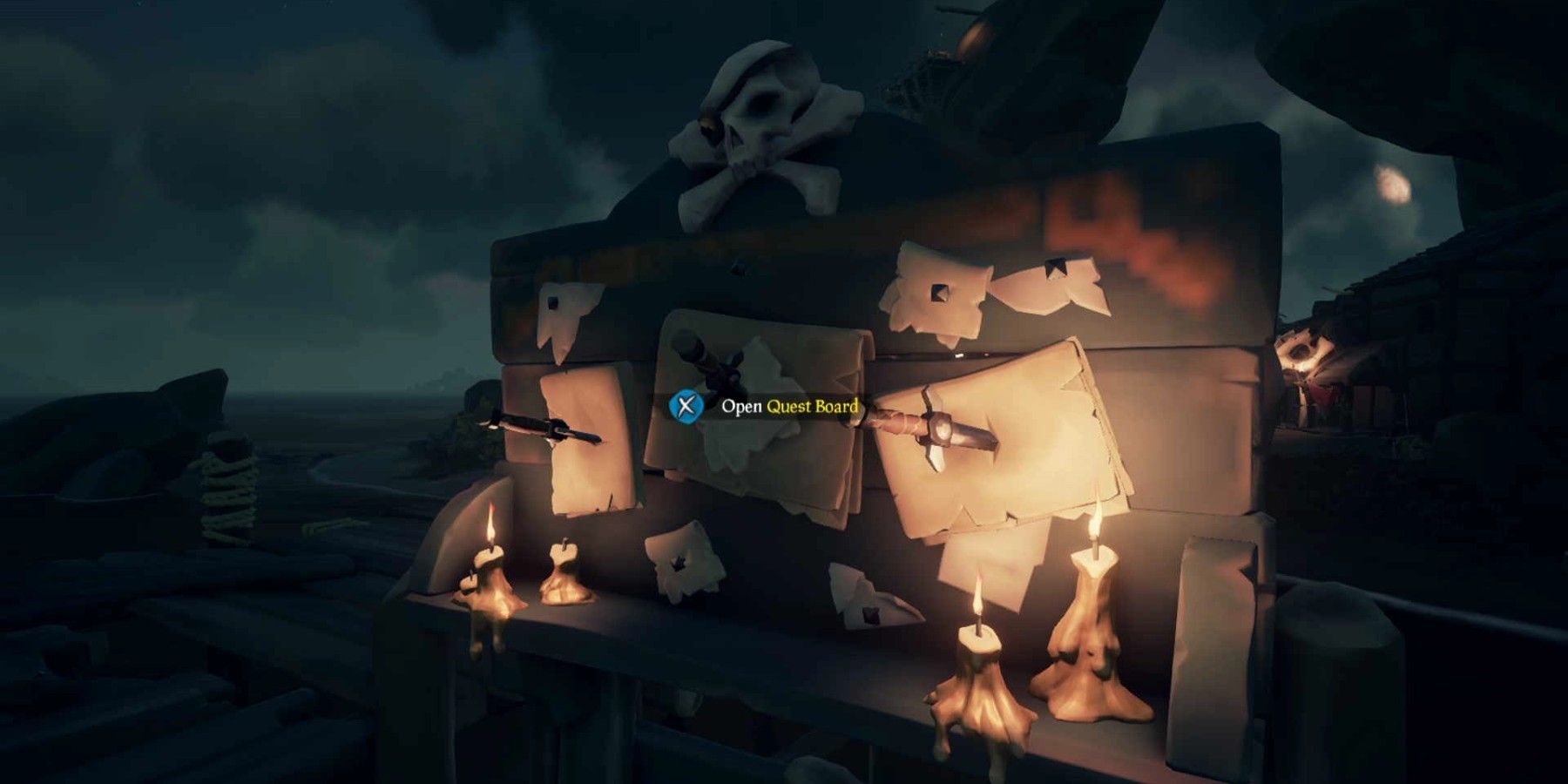 sea of thieves quest board at night