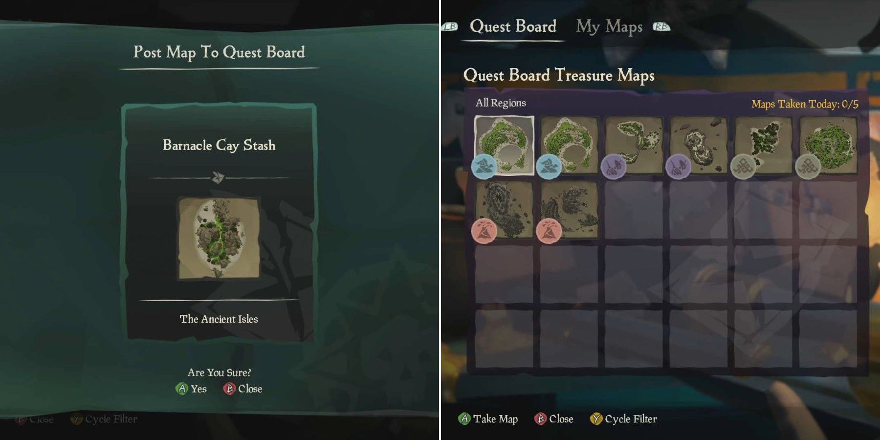 sea of thieves quest board menu