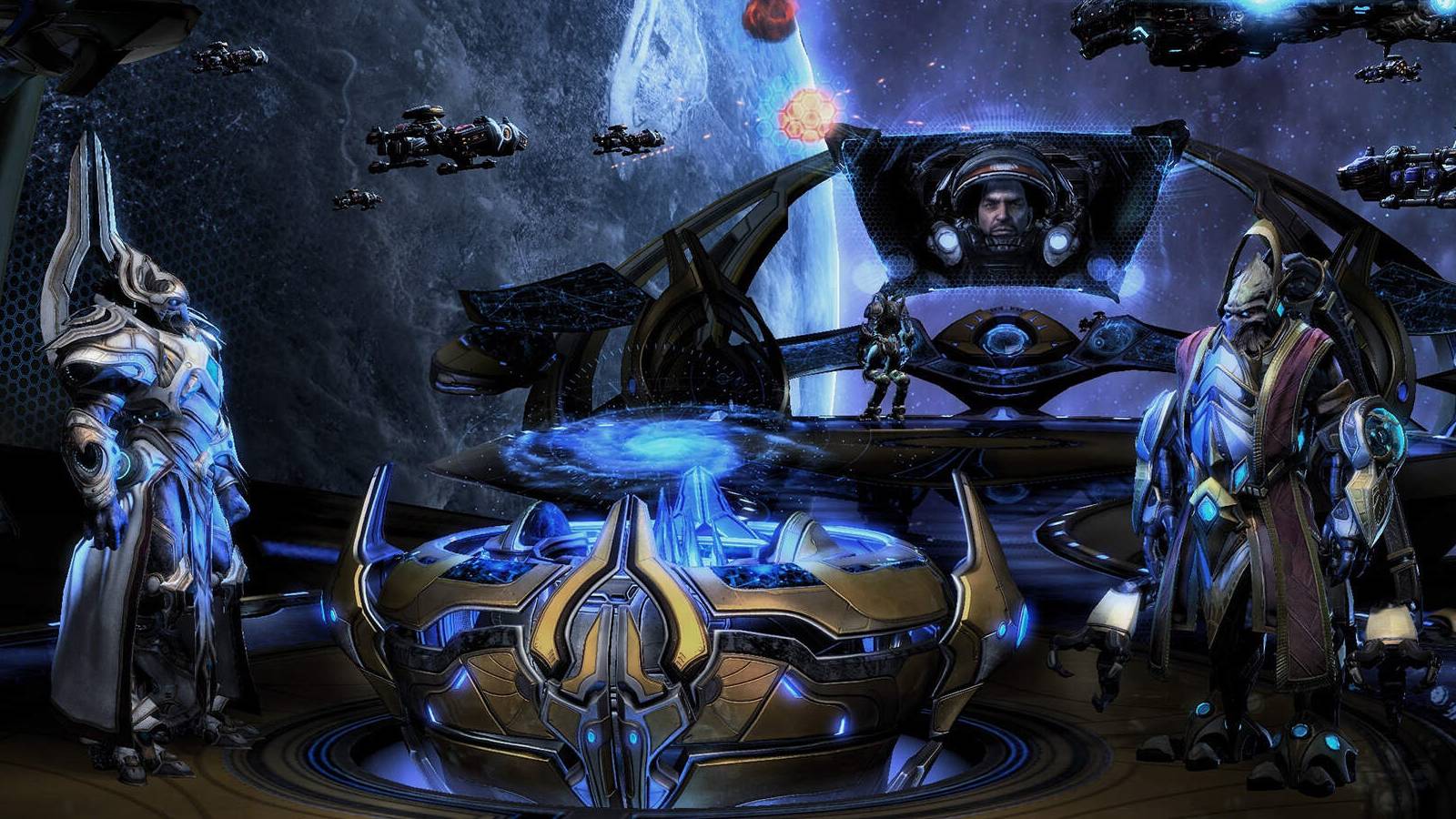 Starcraft 2's Protoss leaders discuss their next move in-game.