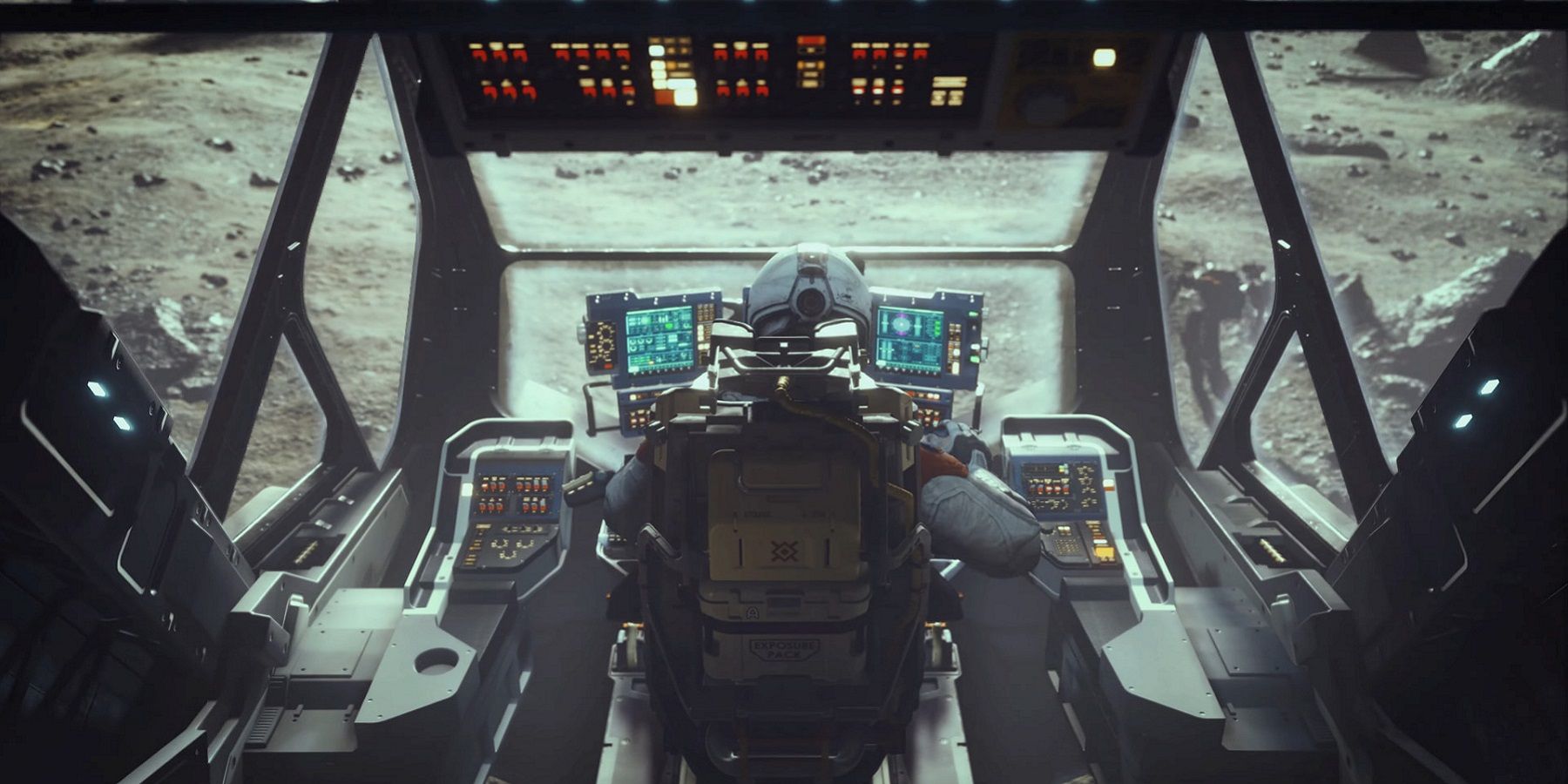 Image from Starfield showing an astraonaut at the console of a ship.