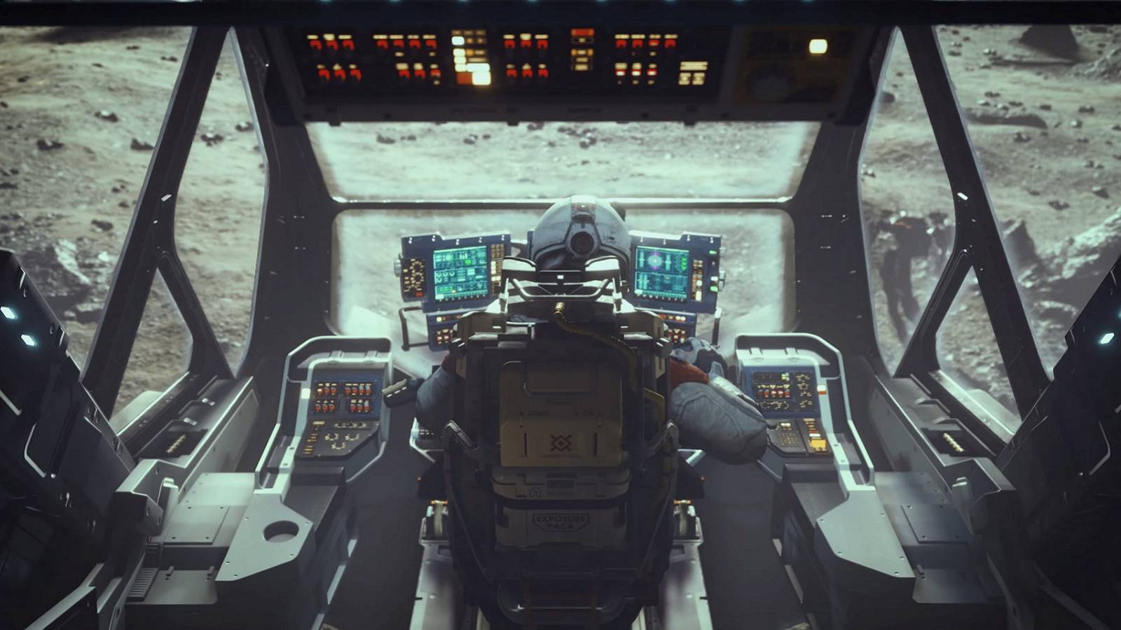 Image from Starfield showing an astraonaut at the console of a ship.
