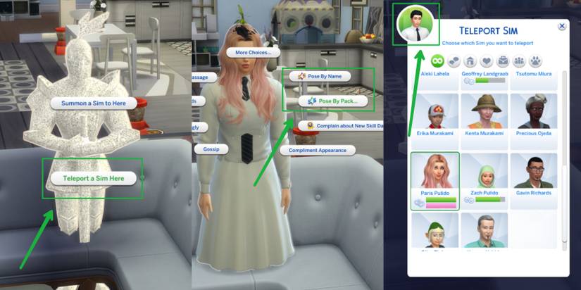 teleport any sim mod and the pose player mod in the Sims 4