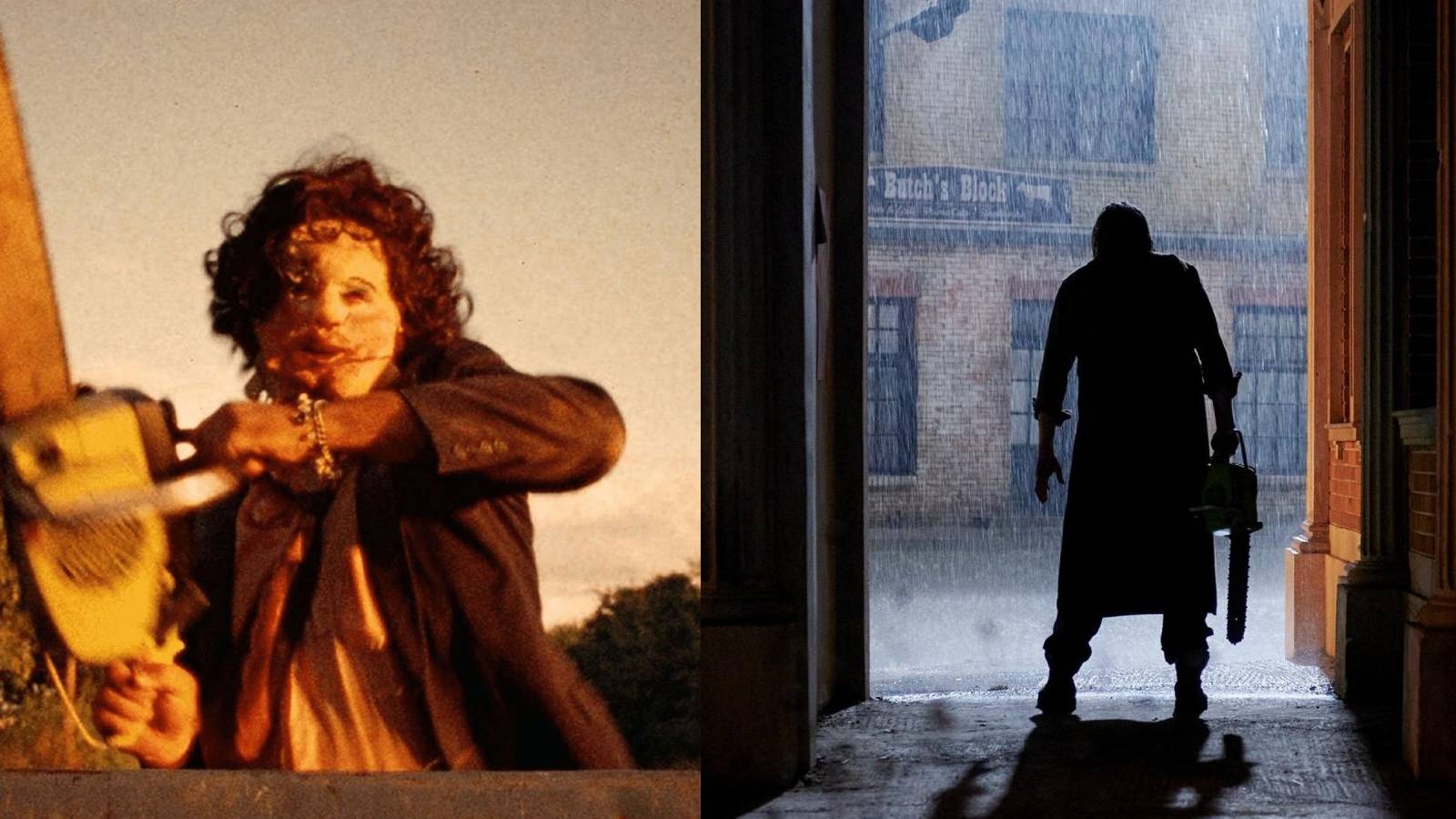 Leatherface in Texas Chainsaw Massacre (1974) and (2022)