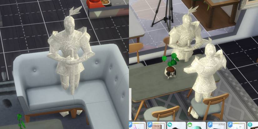 the teleport any sim mod that resembles a knight statue in the Sims 4
