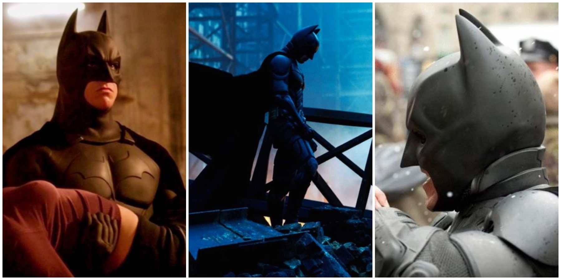 various screenshots of Christian Bale as Batman