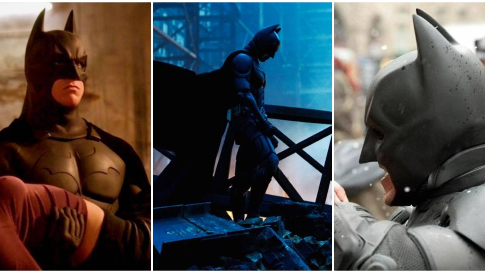 various screenshots of Christian Bale as Batman