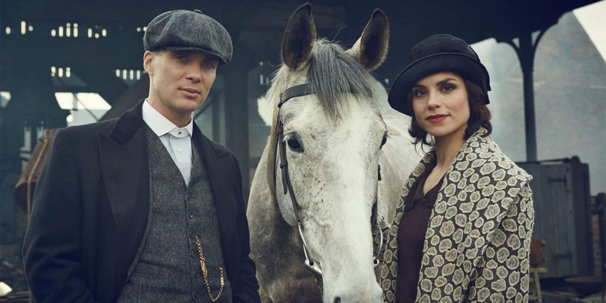 An image of Tommy Shelby and May Carleton from Peaky Blinders.