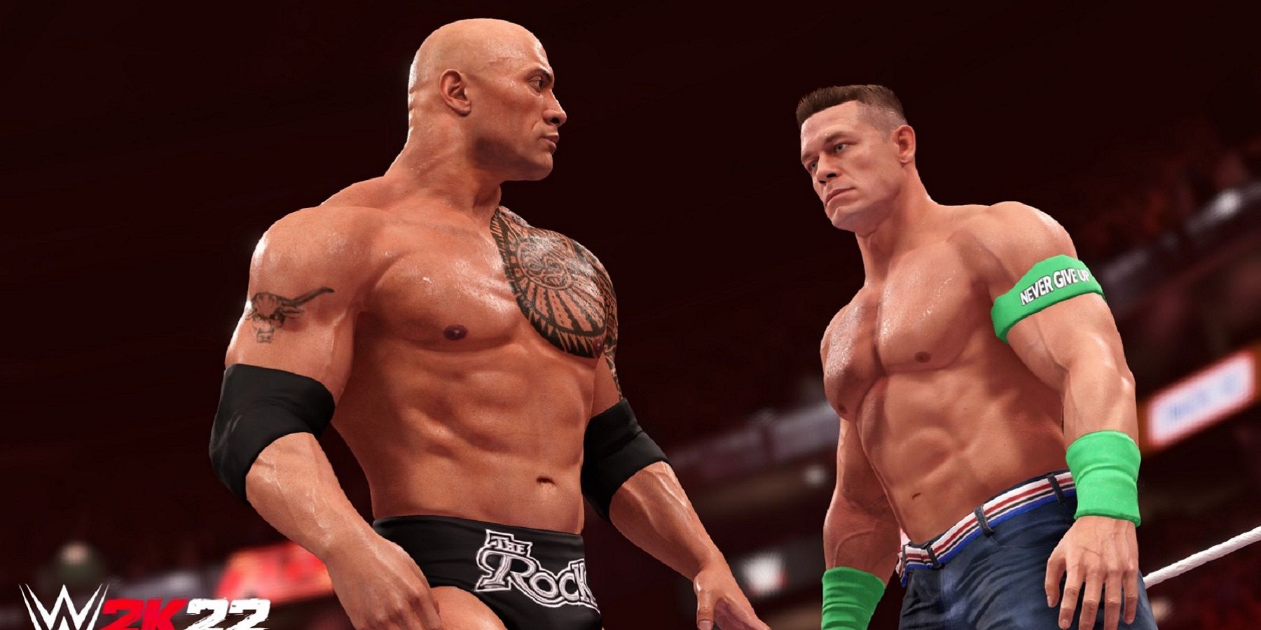 wwe 2k22 john cena and the rock staredown