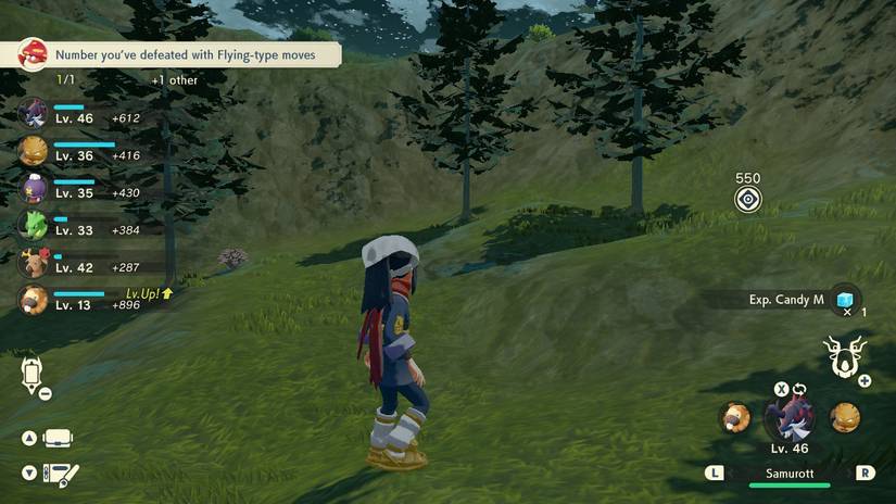 pokemon legends arceus how to level up fast pokemon party alpha capture many pokemon experience candy grit items rank up survey corps satchel space harvest