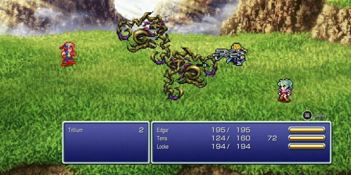 A battle in Final Fantasy 6 Pixel Remaster