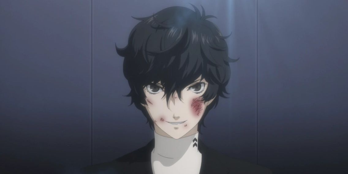 A beat-up Joker in Persona 5