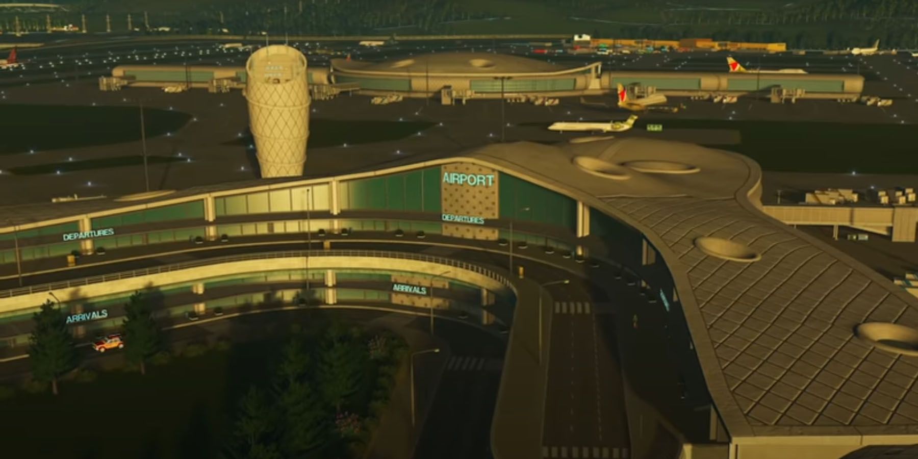 A beautiful airport terminal in the Airports DLC