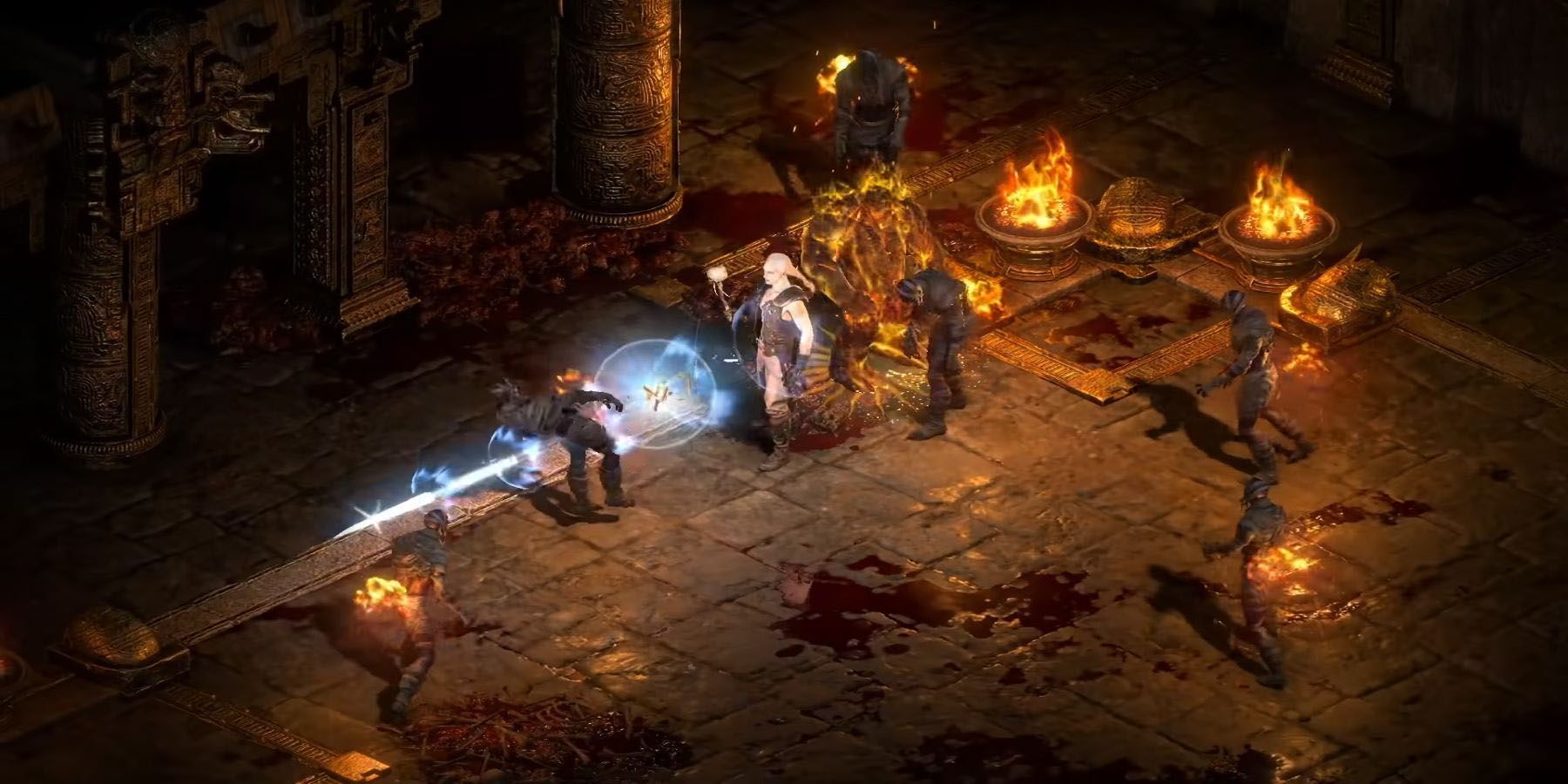 A player attacking enemies from afar in Diablo 2 Resurrected