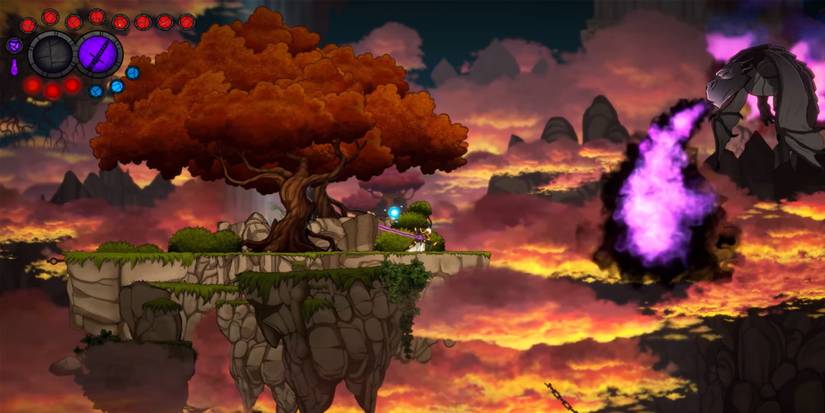 Aeterna Noctis - Standing by a large tree while fighting a monster.