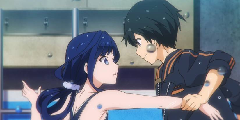 Aki Adagaki and Masamune Makabe in the pool