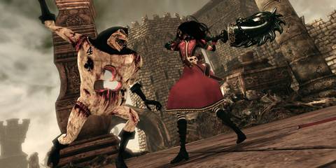 Alice battling the four of clubs in Alice: Madness Returns