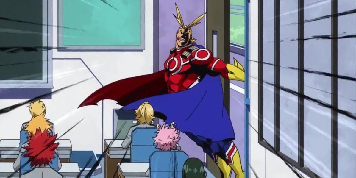 All Might with a cape in My Hero Academia