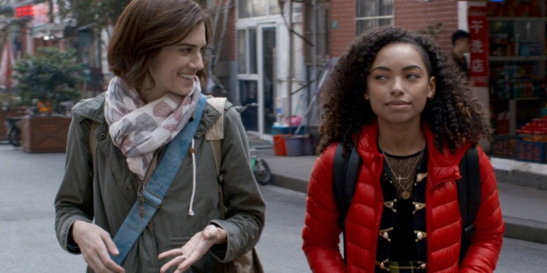 Allison Williams and Logan Browning walking together in The Perfection