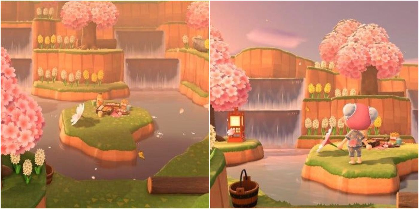 Animal Crossing New Horizons terraforming Relaxing Waterfall hangout