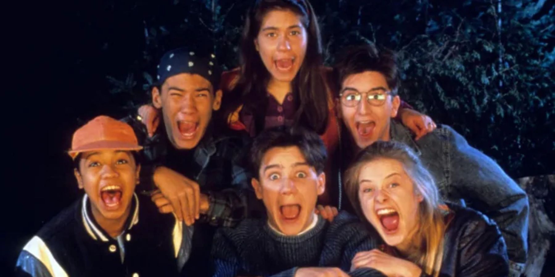 The cast of Are You Afraid Of The Dark? screaming