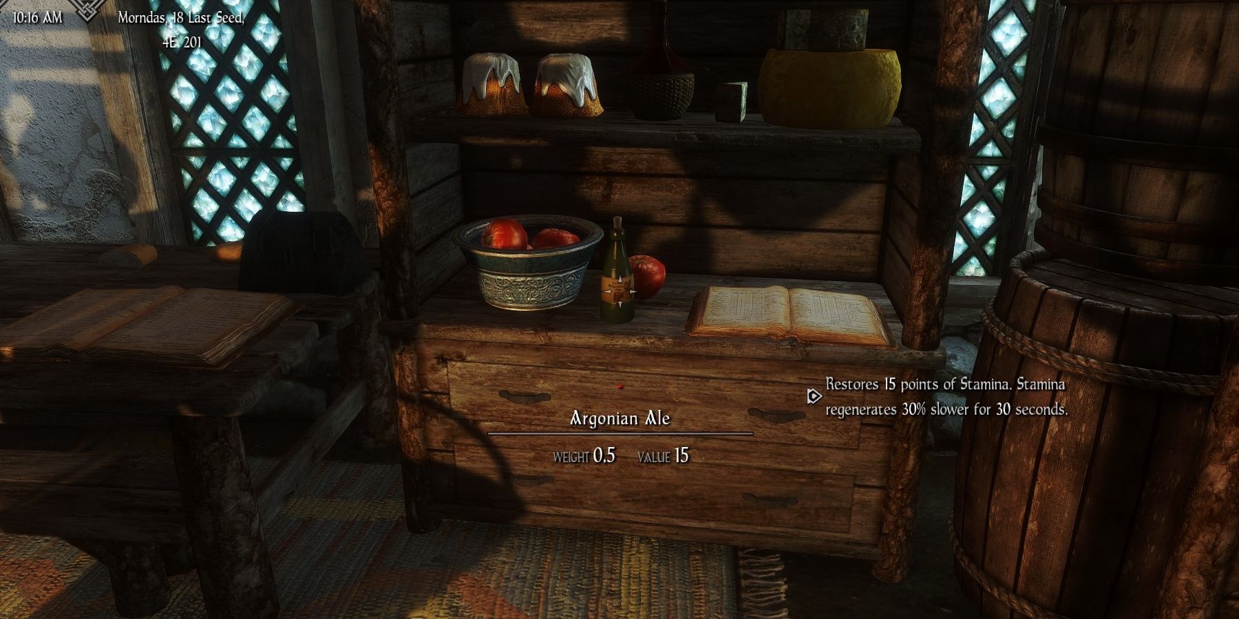 Argonian Ale on a shelf in the Bannered Mare