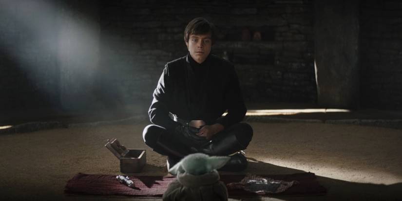 Grogu Baby Yoda and Luke Skywalker in Book of Boba Fett