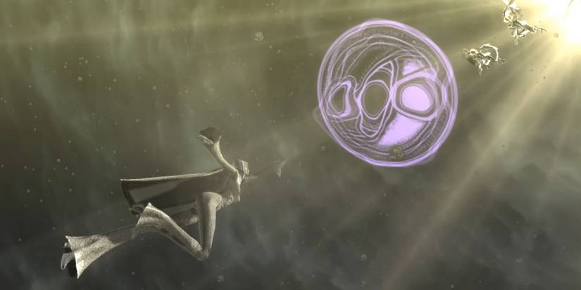 Bayonetta about to summon a portal