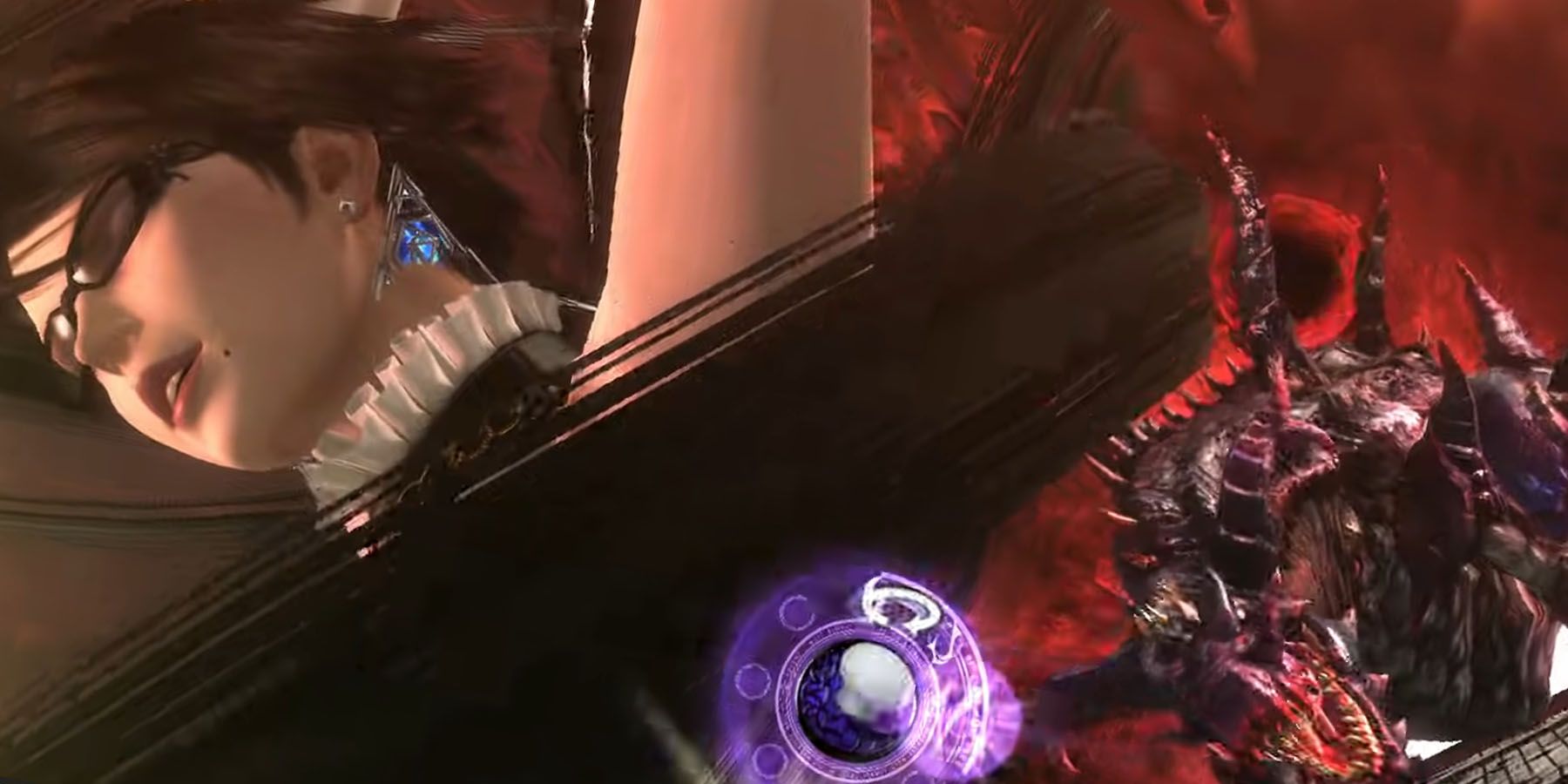 Bayonetta about to summon something with her hair