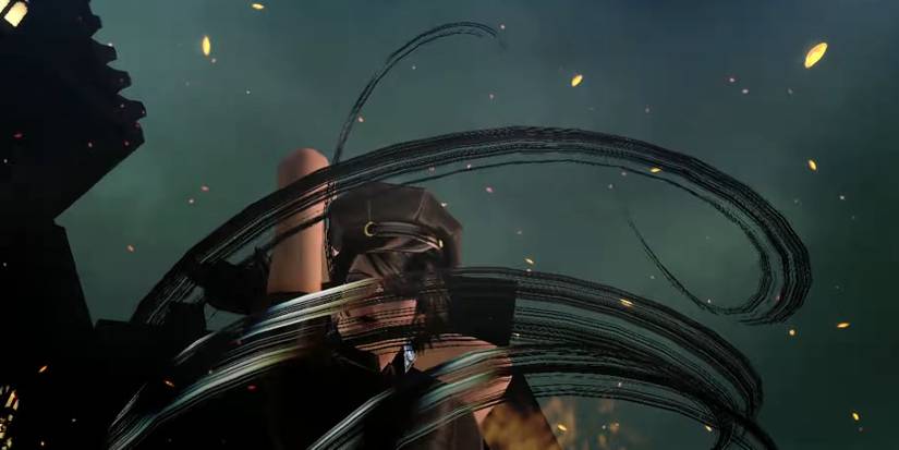 Bayonetta and her hair covering her body