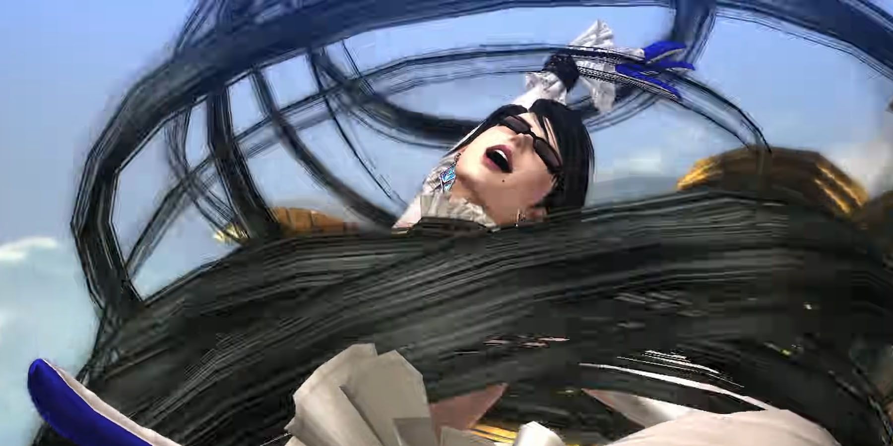 Bayonetta manipulating her hair