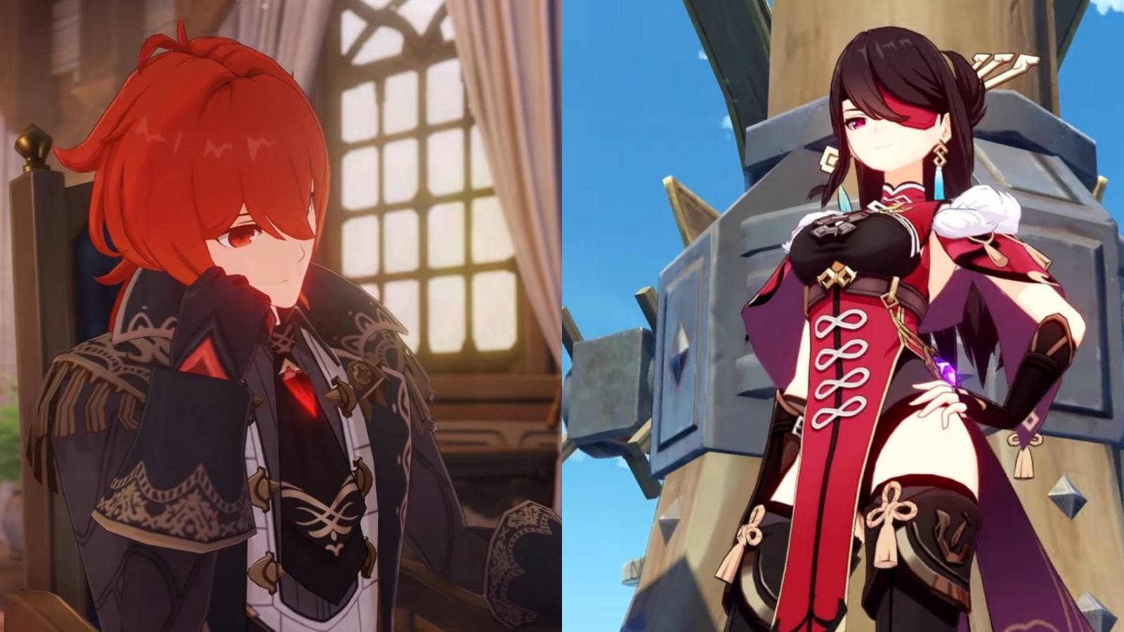 Beidou and Diluc in Genshin Impact