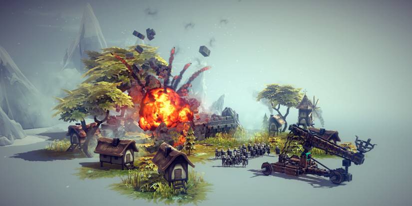 Besiege - Using a trebuchet.