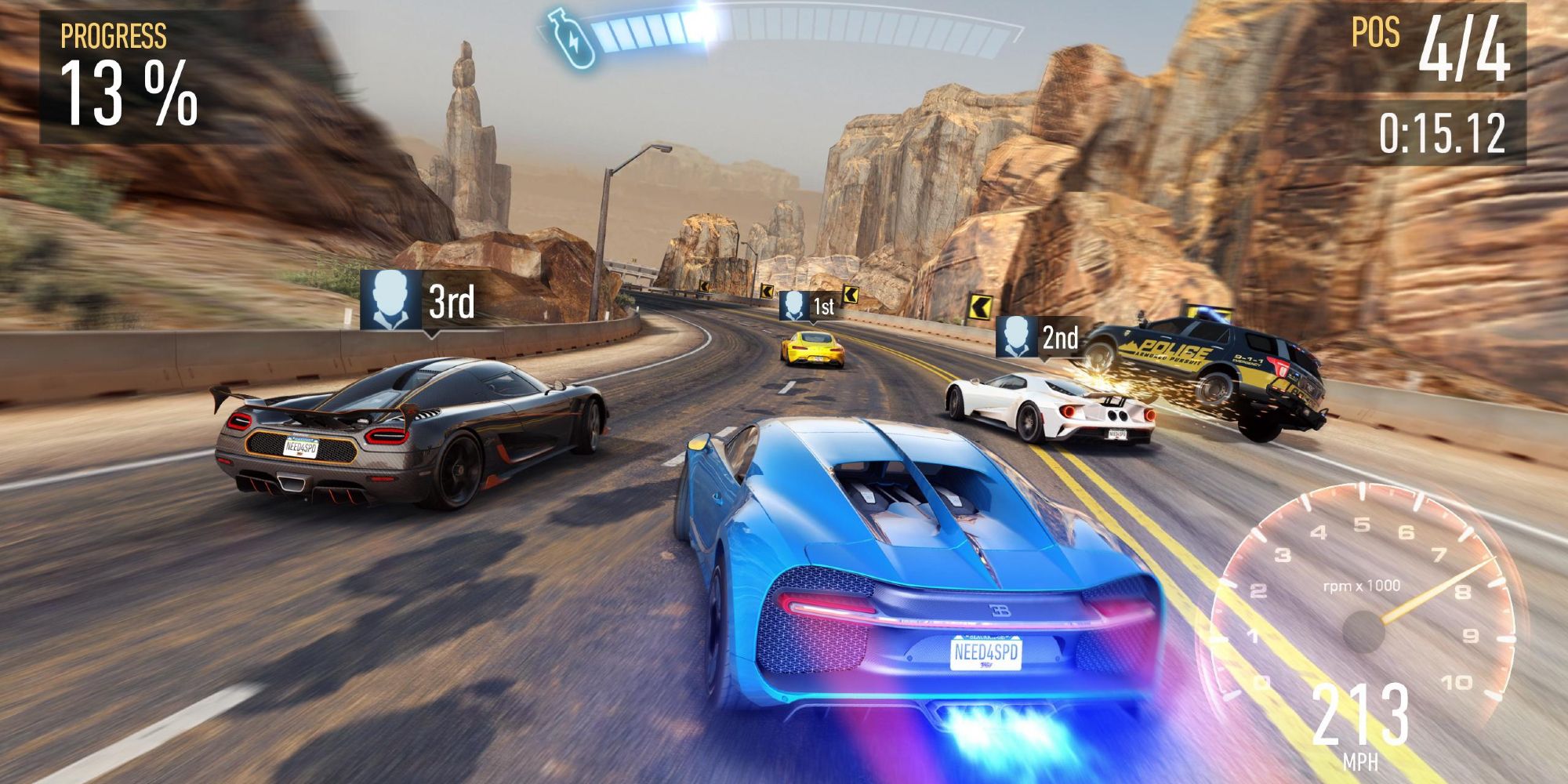 Best Racing Games on Mobile - Need for Speed No Limits - Player uses nitrous to speed up on race track