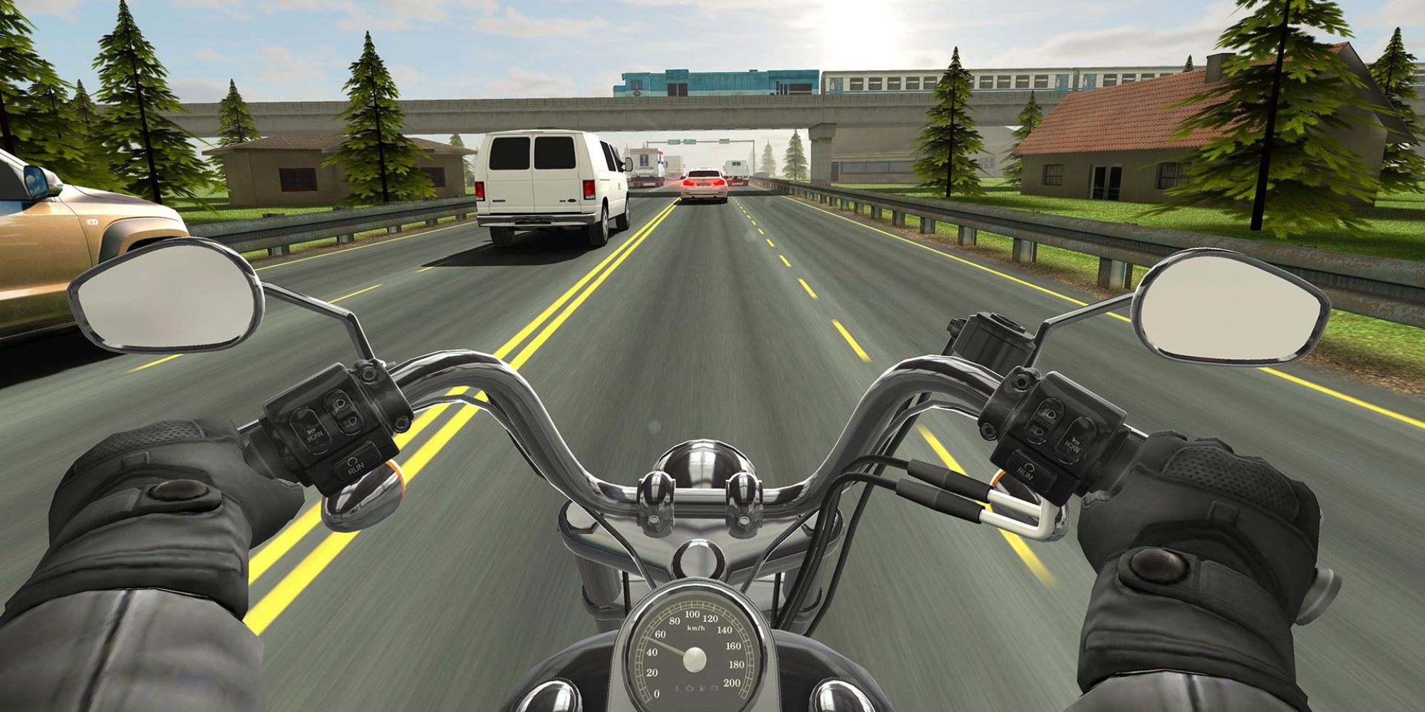 Best Racing Games on Mobile - Traffic Rider - Player rides past traffic smoothly