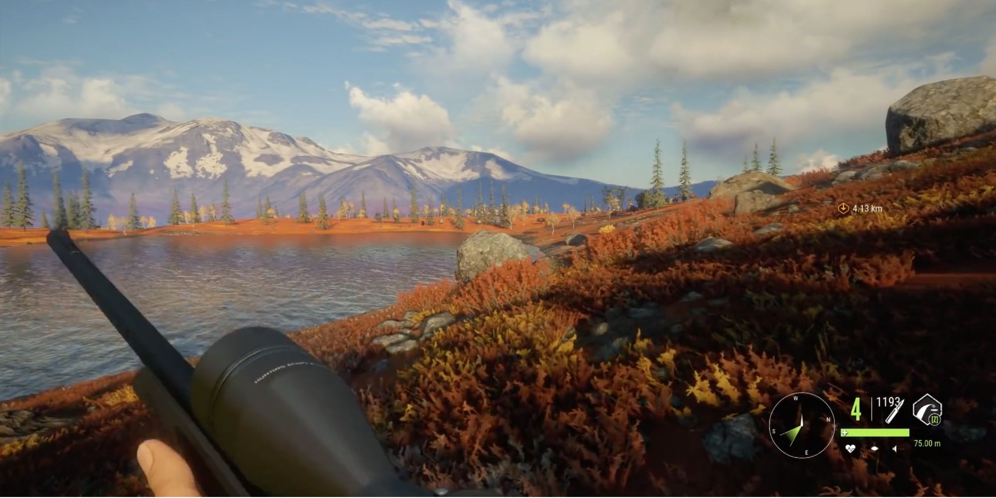 Best Reserves in TheHunter - Call of the Wild - Yukon Valley - Player glances at pristine mountains