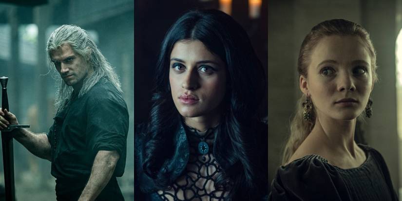 Geralt, Yennefer, and Ciri side by side in The Witcher series